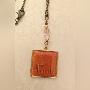 "Family" Orange Pendant Necklace